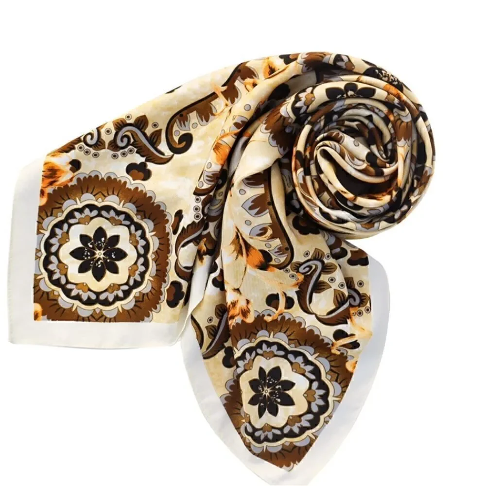 Brown Circles Silky Scarf